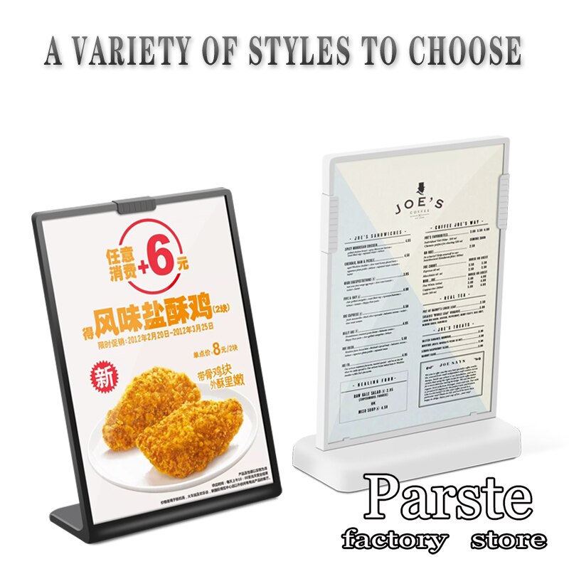 A4/A5/A6Acrylic Panel Menu Display Stand L-Shaped Vertical Table Card Table Brand High-End Plastic Wine Catalog Menu Name Card