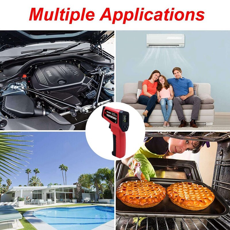 Infrared Thermometer Non-Contact Temperature Checker with LCD Display for Cooking Freezer Industry (Not for Human)