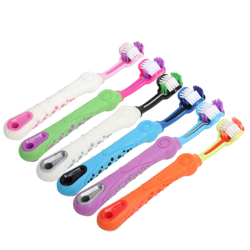 Three Sided Pet Toothbrush Three-Head Multi-angle Toothbrush Removing Bad Breath Tartar Cleaning Mouth Dog Cat Teeth Care Tool