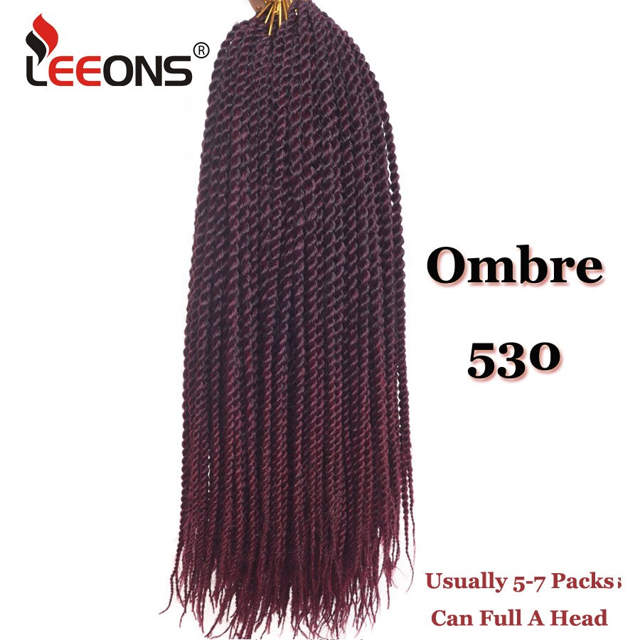 Leeons Small Senegalese Twist Braids 18 inch 30 Roots Synthetic Crochet Hair Extensions Ombre Braiding Hair 15 Colors Available: #144