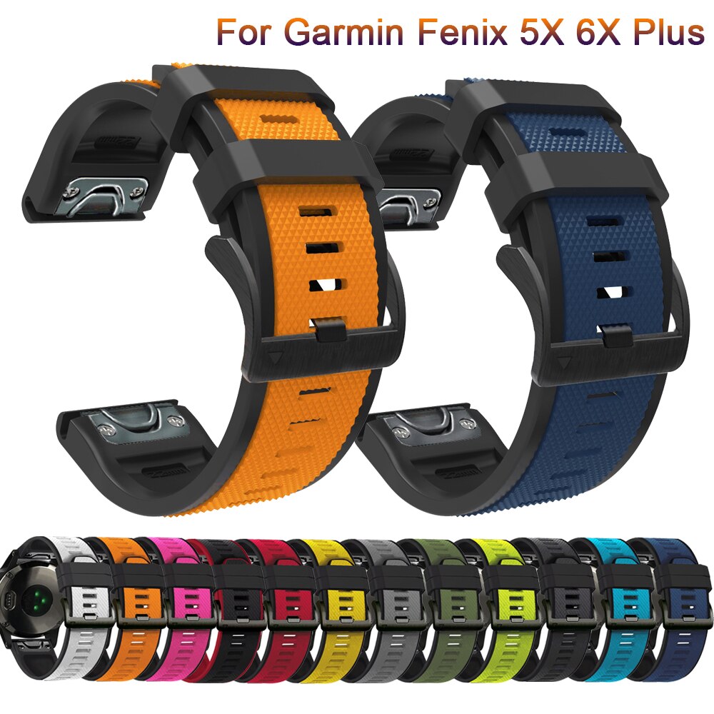 26mm Sport Silicone Watchband Wriststraps for Garmin Fenix 6X Pro 5X Plus 3 3HR Easy Fit Quick Release wirstbands Correa