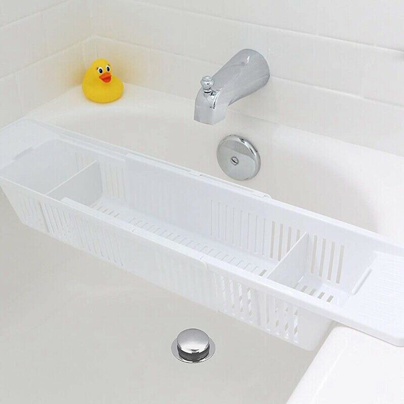 Bathtub Caddy Tray Plastic Bathtub Basket Shelf Rack Bath Toys Organizer Retractable Storage Rack I88 #1