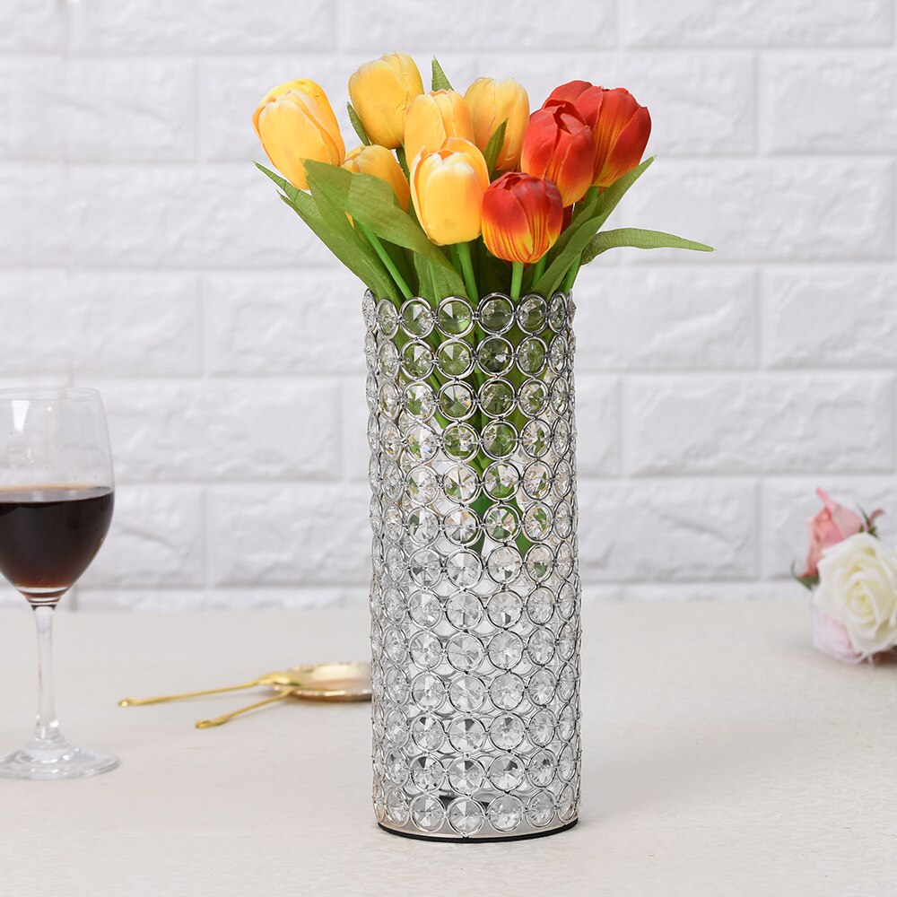 VINGIANT Crystal Cylinder Flower Vases Candle Holders for Home Wedding Table Centerpieces Halloween Decoration Handmade