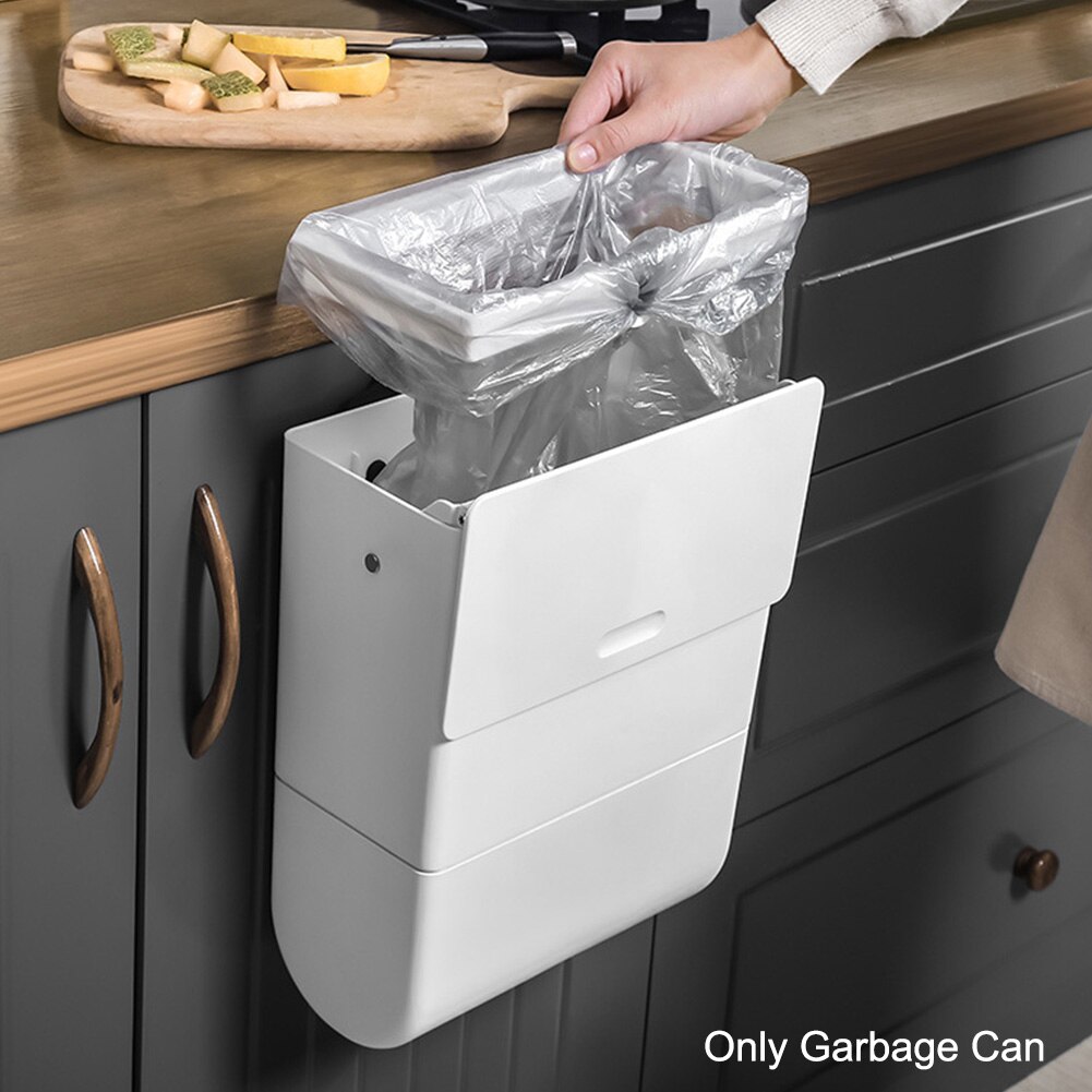 With Lid Home Ktchen Wall Mounted Rectangular Household Cabinet Door Paper Garbage Can Hanging Tissue Box Odorless Trash