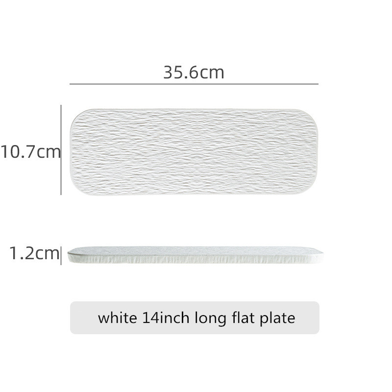 Black White Solid Color Rock Grain Restaurant Rectangular Plate Ceramic Long Plate Sashimi Plate Inventory Heart Sushi Utensils: Blue