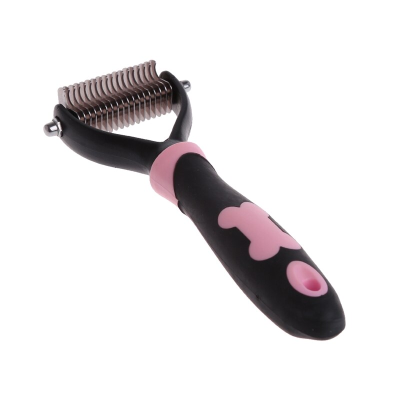 Dog Pet Brush Dematting Grooming Deshedding Tool Trimmer Comb Rake 10/13/18 Blades U90A: Pink L