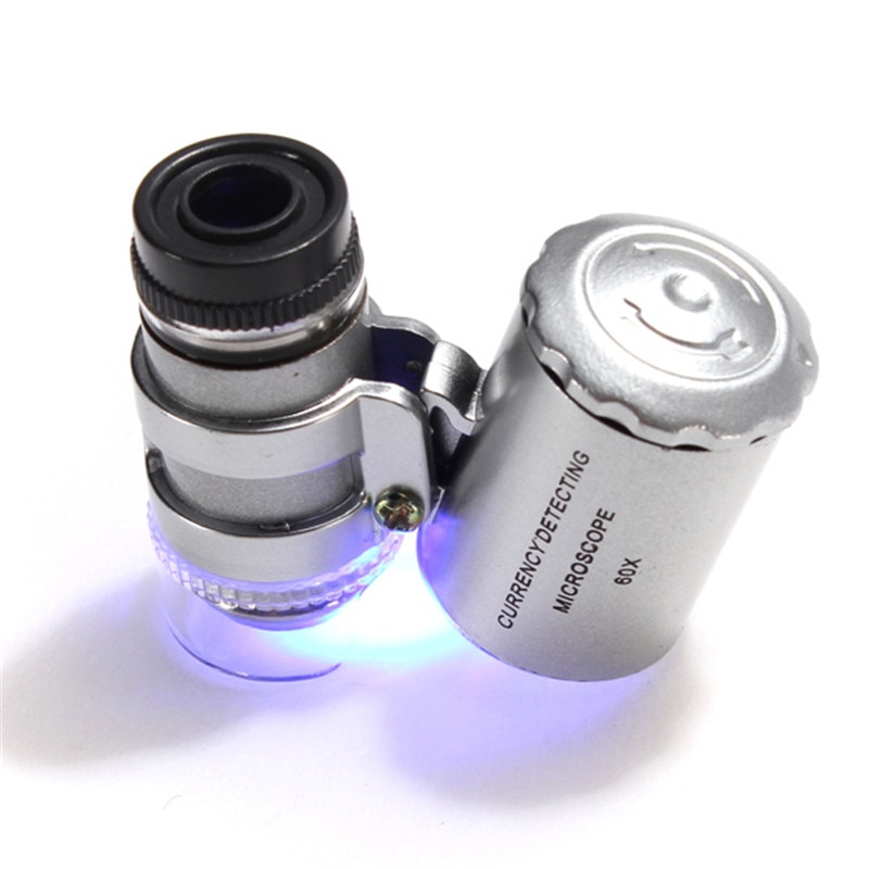 60X Mini Microscoop Juwelier Loep Lens Verlicht Vergrootglas Glas Met Led Light Aanpassen Lens Horloge Reparatie