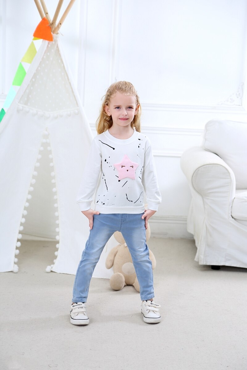 R &amp; Z T-shirt En Najaar Meisjes Cartoon Lange Mouwen Ronde Hals Katoen Cartoon Shirt Kinderen Trend Overhemd