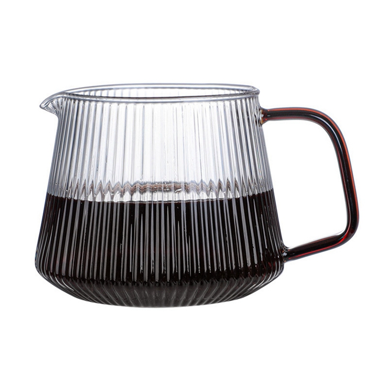 Pour Over Coffee Server Vertical Stripes Glass Coffee Pot Heat Resistant V60 Drip Coffee Share Pot Barista Kettle: Light Yellow