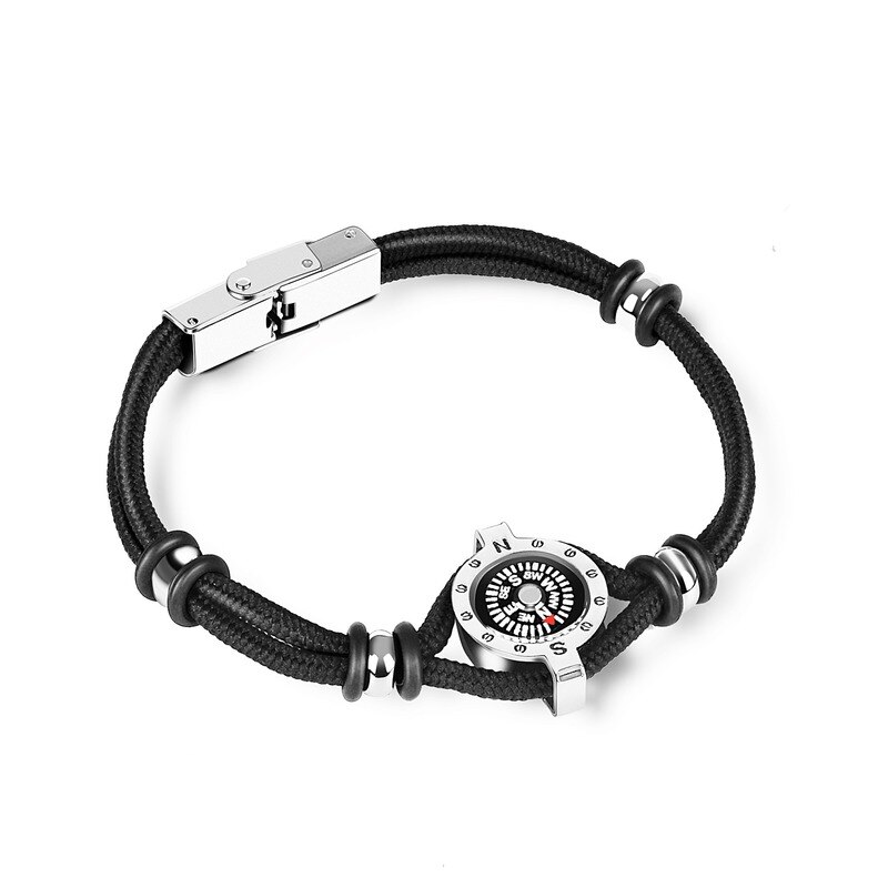 Outdoor Camping Verloren Richtung Edelstahl Kompass Armband Rettungs Überleben Armband Unisex Kreative Schmuck