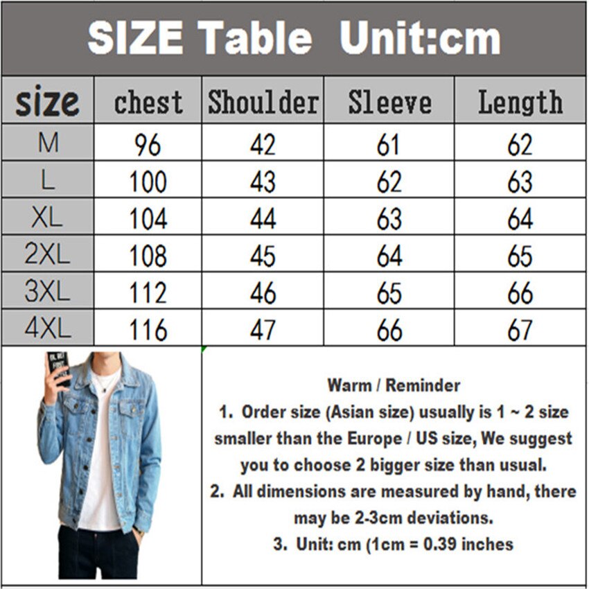 Cotton Solid Denim Jacket Mens Spring Autumn Casual Slim Fit Bomber Jackets Men Jean Jacket Mens Outwear Male Cowboy M-4XL