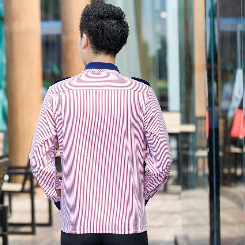 Work Wear Long Sleeved Autumn Winter Waiter Uniforms for Women and Men 2 Pcs Top / Apron