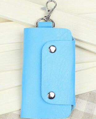 Big ! Pu Leather Brand Style Solid Key Wallets Bag Car Housekeeper Holders: Blue