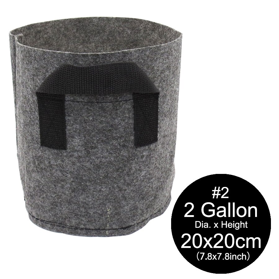 1/2/3/5/7/10 Gallon Garden Grow Bag with Handle Felt Grey Fabric Plant Planting Growing Box Vegetable Potato Round Pot Container: 2gallon xAB749C