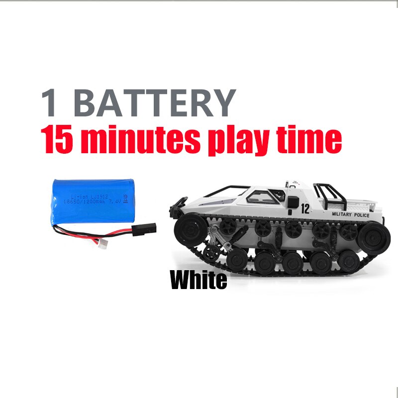 2.4G Rc Drift Tank Auto 1:12 Hoge Snelheid 12 Km/h Volledige Proportionele Controle Voertuig Modellen 5M Waden Diepte vleugelvormige Deur: white with 1battery