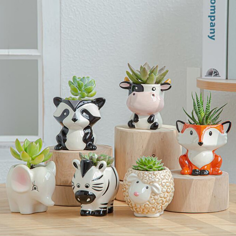 Maceta de cerámica con forma creativa de Animal para plantas, macetas para bonsái, macetas para planta para decoración del hogar