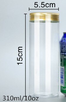 20 PCS Sugar Cane Bottles Plastic Container Golden Lid Transparent Packaging Food Jar Cereal Dispenser Kitchen: 310ML 20pcs