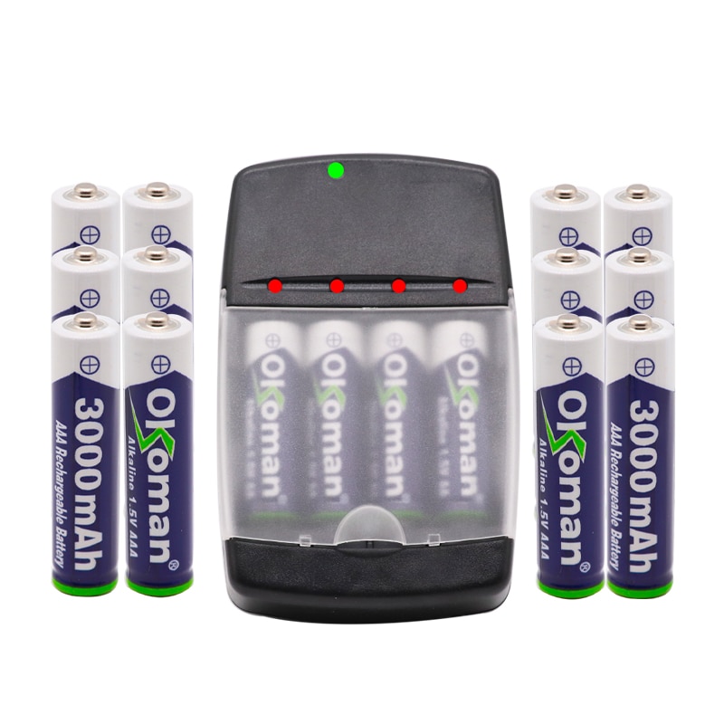 AAA Batterij 3000 mah 1.5 V Alkaline oplaadbare batterij voor Afstandsbediening Speelgoed licht Batterij en alkaline smart charger