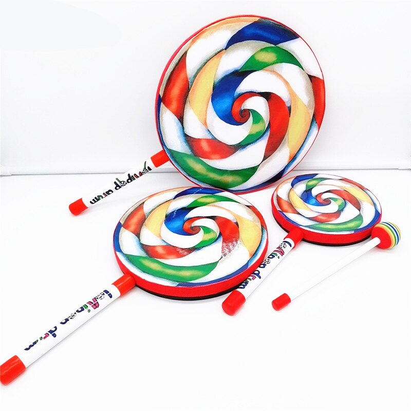 Orff Instruments Lollipop Drums 6/8/10 Inch Three Size Dance Props Percussion Instruments Hand Drum Preschool Education Toys