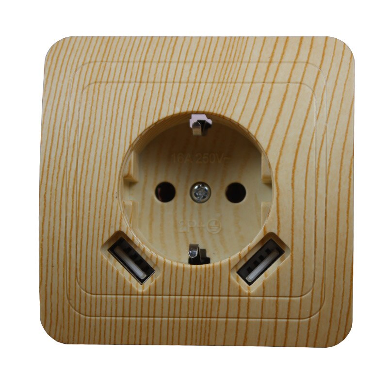 Usb Stopcontact Lader Dubbele Usb-poort 5V 2A Usb Hout Boom Kleur Outlet Usb stopcontact FB03