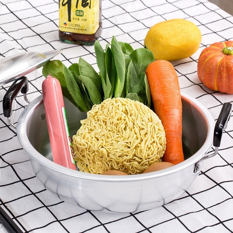 Korean old style small aluminum pot thickened soup pot double ears ramen stewpot noodle mini cooking household gas cooker