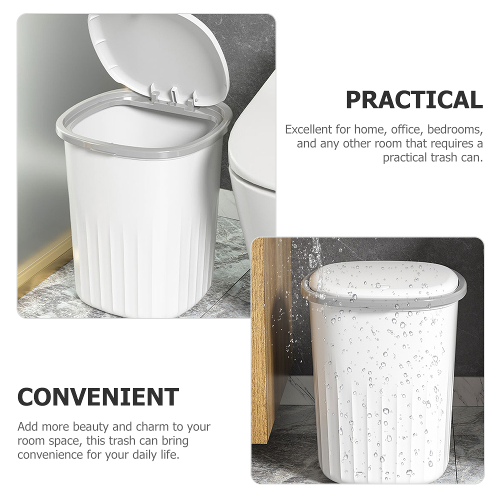 Witte prullenbak met deksel Afvalbak Badkamer Keuken Slaapkamer Vuilnisemmer Plastic opslagcontainer Thuiskantoorbenodigdheden