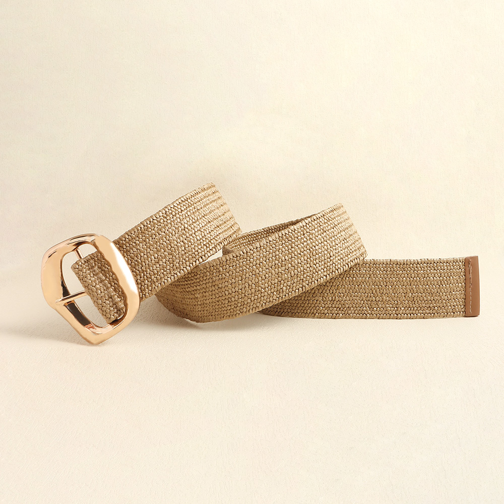 Nueva vestido elástico dorado cinturón ancho avanzado cintura decorativa exageración geométrica