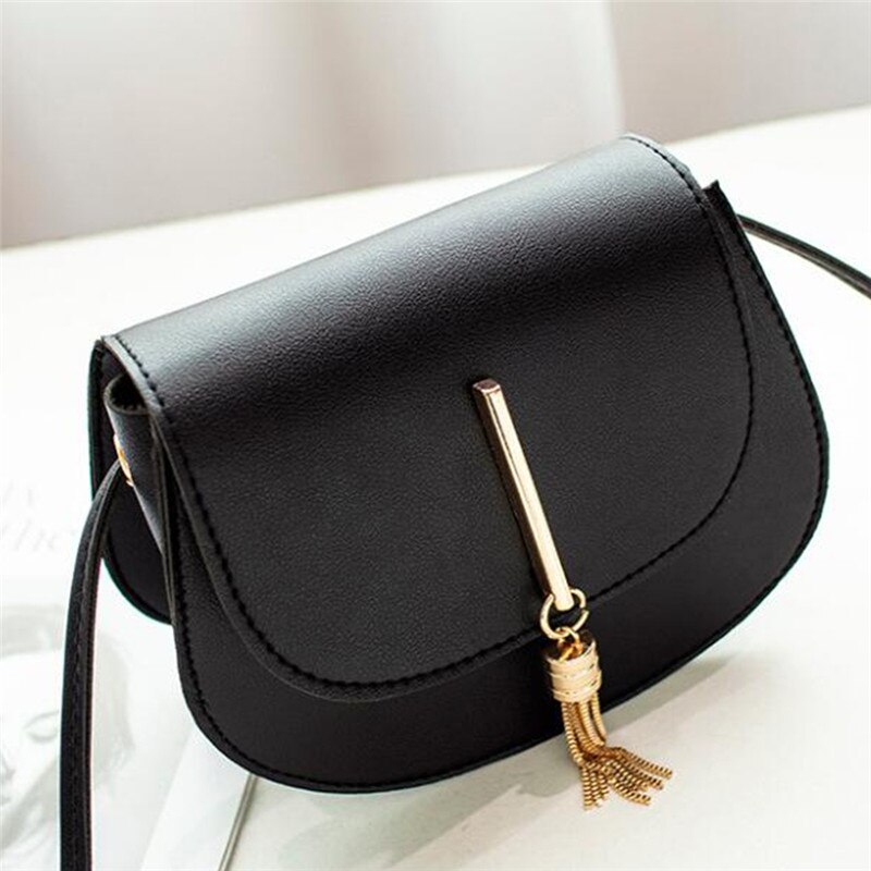 Mini sac à bandoulière en cuir PU pour femmes et filles, fourre-tout à la: black