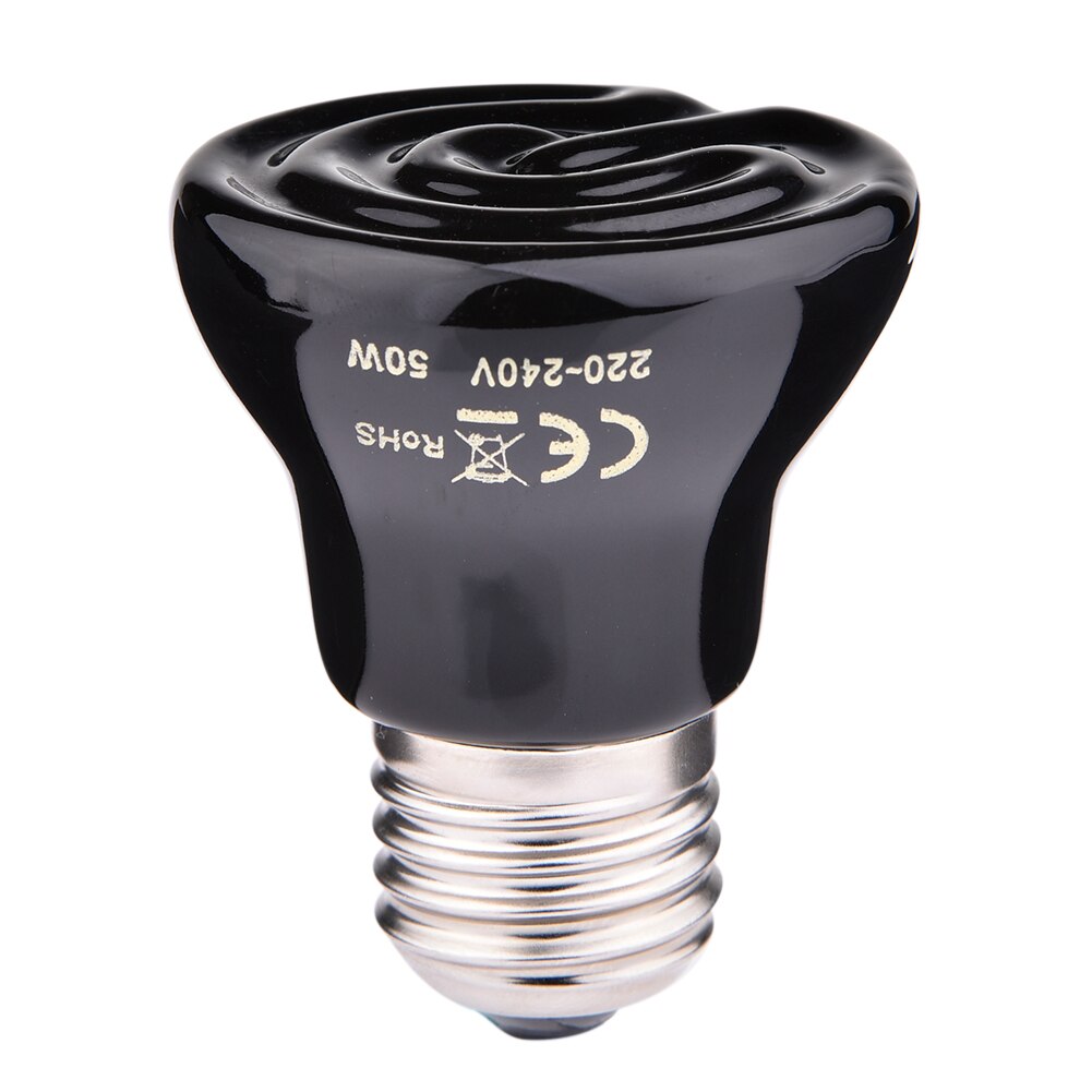 Lámpara de calefacción para mascotas E27, emisor de cerámica infrarroja negra, Bombilla de calor para mascotas, pollos, lámpara para reptiles de 25W, 50W, 75W, 100W, 220-240V: 50W 55X75mm