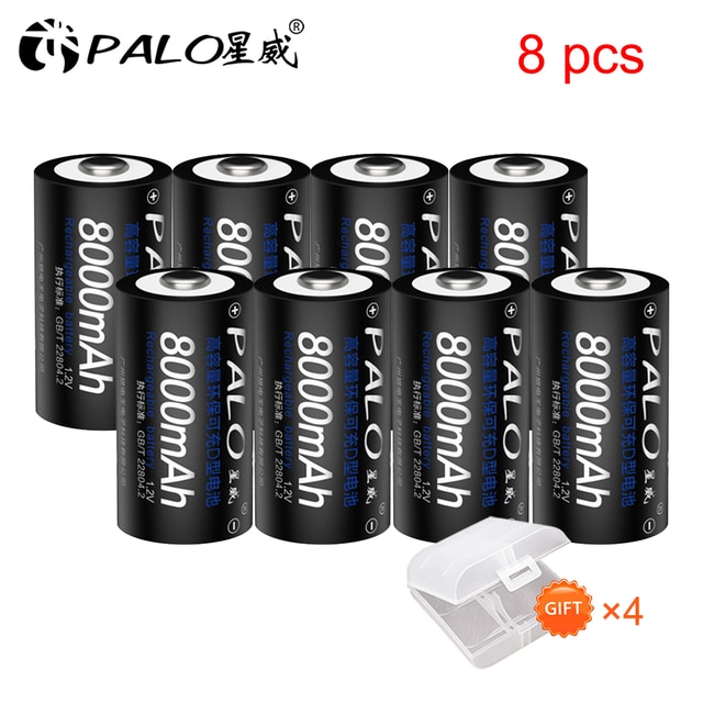 1-8pcs 1.2V ni-mh D size rechargeable battery D battery 8000mAh nimh high capacity current batteries: green
