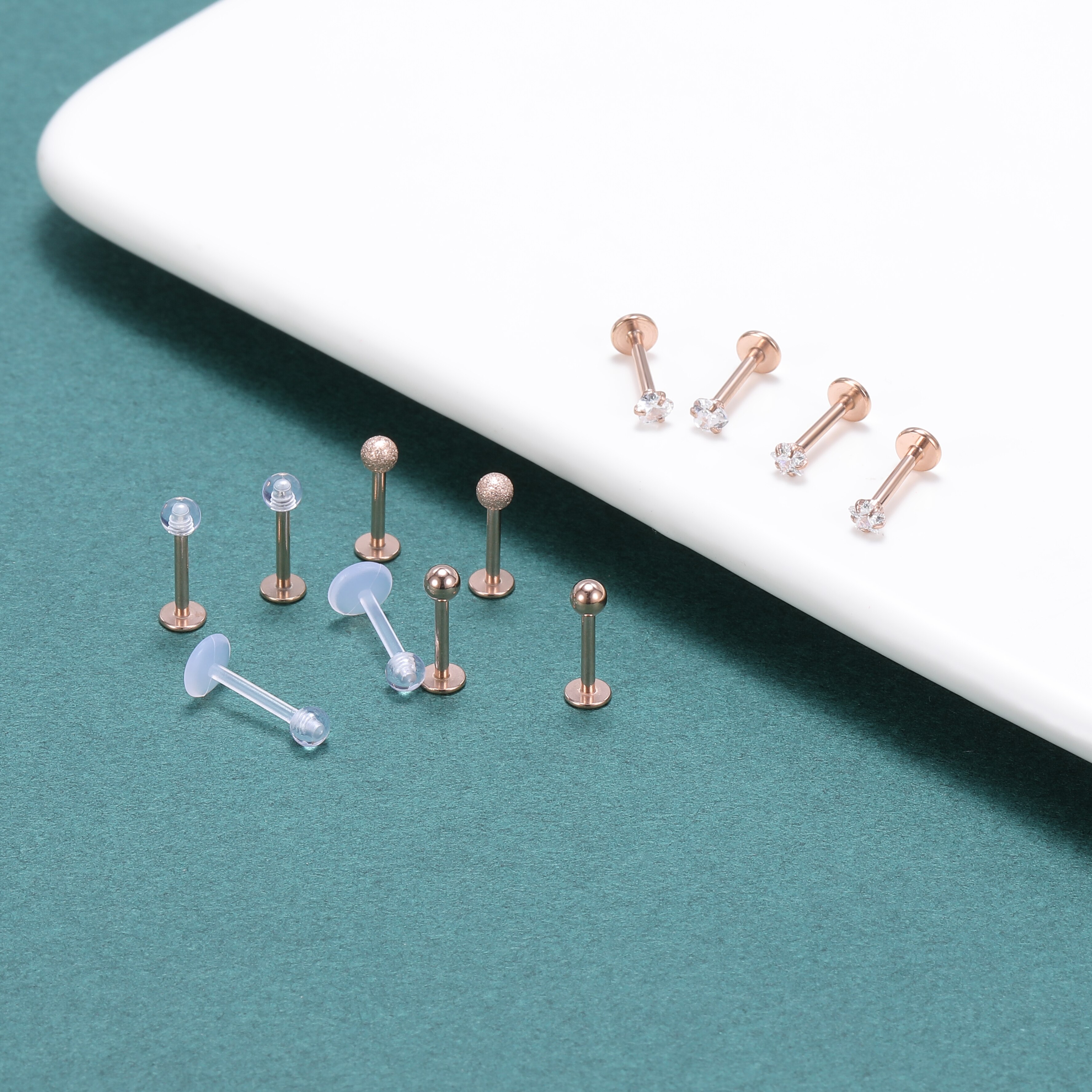 12~16Pcs/Lot Stainless Steel Lip Labret Piercing Studs Set Lengua Monroe Barbell Lip Ring Tragus Cartilage Conch Ear Piercing