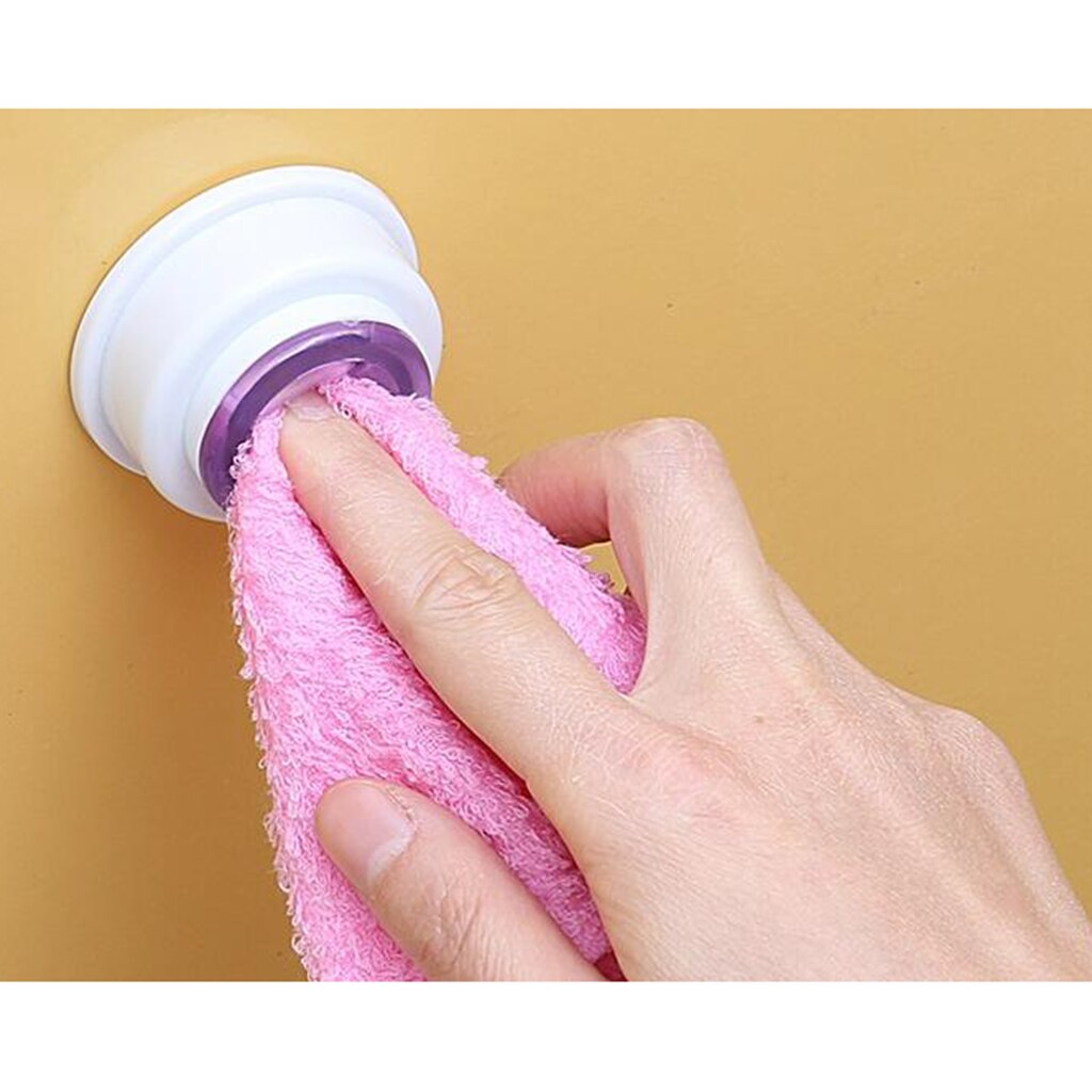 Push & Grip Round Tea Towel Holder for Kitchen Bathroom Use, 5.3x2.5cm, Pink, Green, Yellow, Purple: Purple