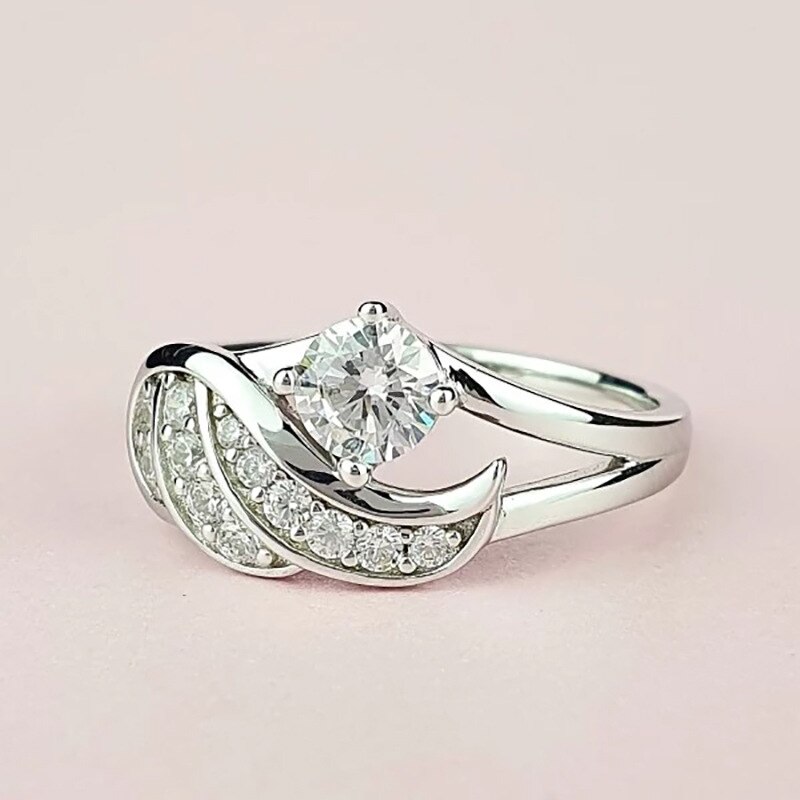 Angel Wings Intarsien Zirkon frauen Ring Galvanik Silber Farbe Glänzend Strass Kreative Damen Schmuck Schmuck: 7