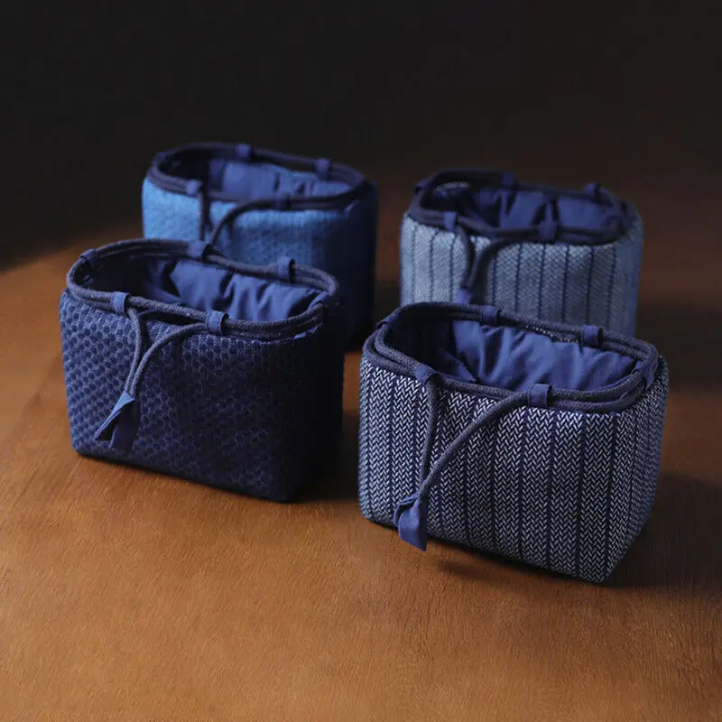 Teacup Bag Portable Travel Tea Set Storage Bag Tea Pots Four Or Six Cups Large Cloth Bag Outdoor Organizer Denim Organizer