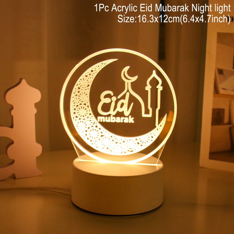 Eid mubarak lua estrela luz decoração islam ramadan decorações para casa 2025 festa muçulmana islâmica ramadan kareem eid al-adha presentes: Luz amarela
