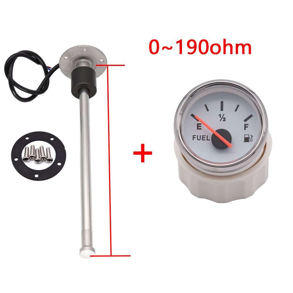 Fuel Level Gauge + Fuel Level Sensor 0-190ohm Gauges Oil Liquid Tank Indicator With Red Backlight Stainless Steel Fit Boat Car