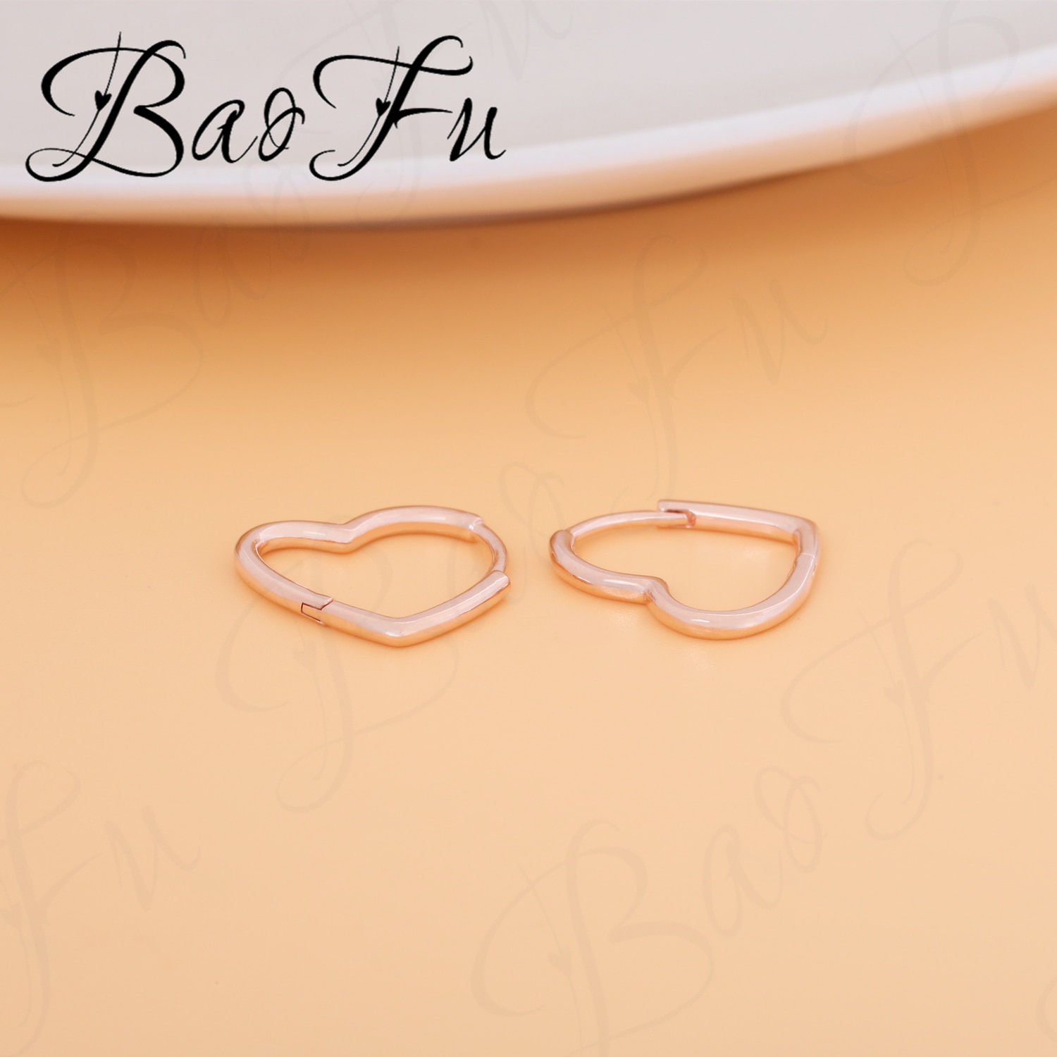 BaoFu 925 Sterling Silver Stud Earrings Shiny Love Hollow Romantic Bow Signed Earrings Suitable for Original Wonmen Accessories