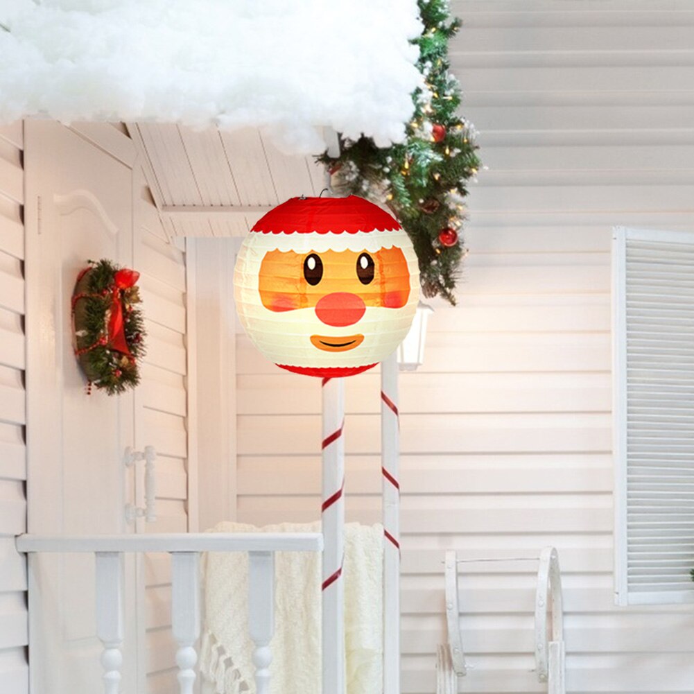 Round Paper Lantern Santa Claus DIY Hanging Ball Lantern Festival Decor Crafts Kids Christmas Decoration for Door
