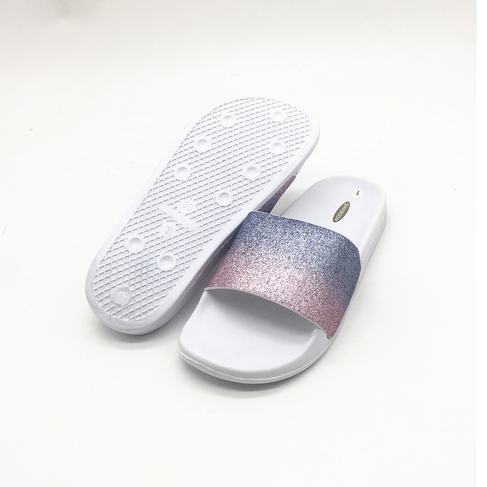 Pantoufles d'été à paillettes pour filles, tongs à talons plats, US11 12 13 12 3 EU30 31 32 33 34 35