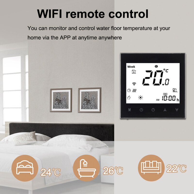 LCD Digital Touchscreen Thermostat For Water/Gas Boiler Heating with WiFi Connection&amp;Voice Control Energy Saving AC 95-240V