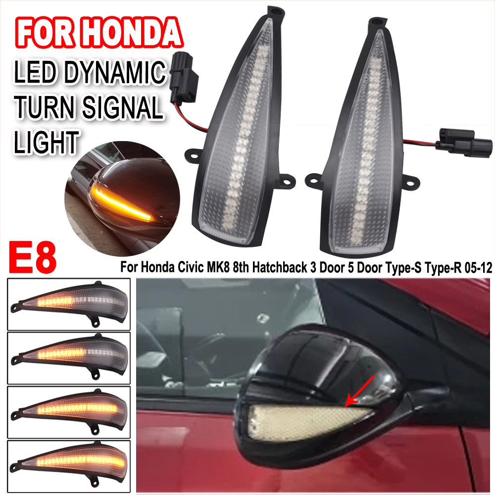 2X Dynamiczny kierunkowskaz LED Lusterko boczne do Hondy Civic 8 MK8 Hatchback 3D 5D 2006 2012 FN2 FN FK: Głęboki niebieski