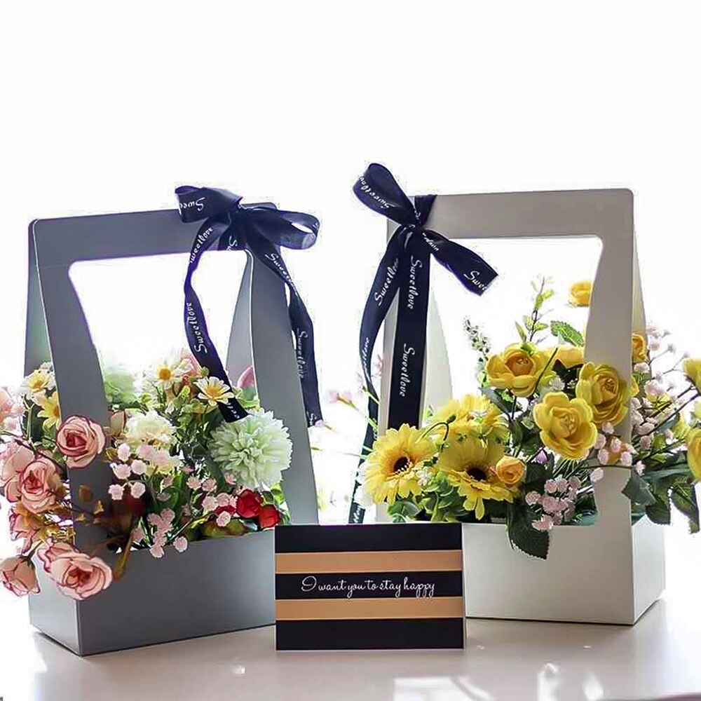 5 pièces présente boîte Bouquet papier pliable boîte à fleurs pour salon boîte de mariage emballage fête Festival boîte à fleurs