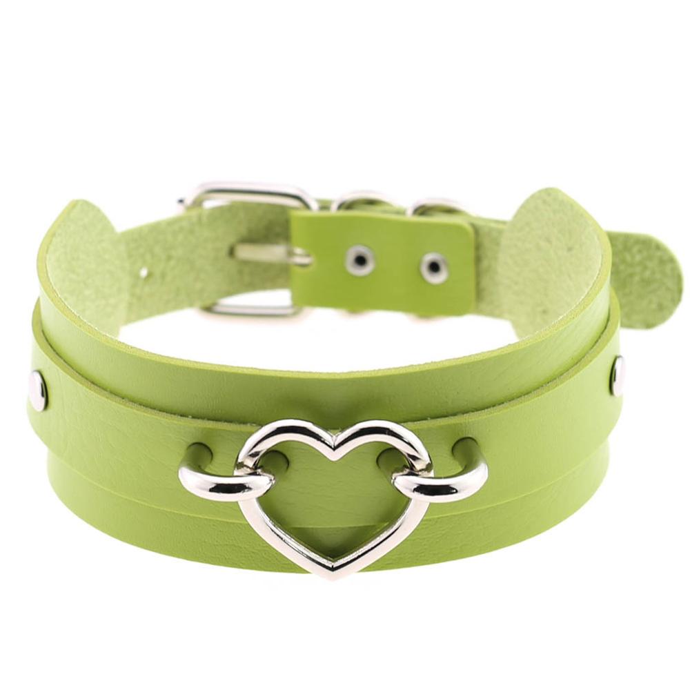 Gothic style heart choker cute collar goth jewelry harajuku accessories kawaii collar for women chocker halloween jewellery: green