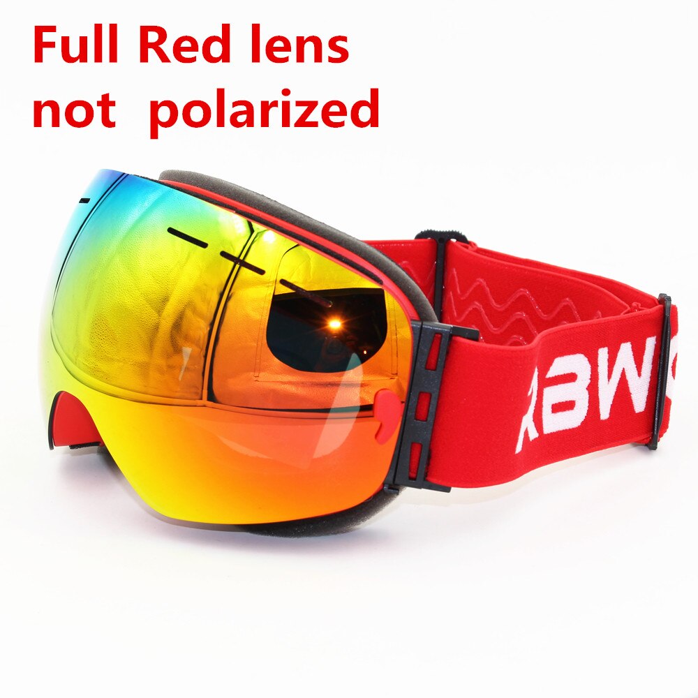Rbworld merk grote skibril dubbele lens  uv400 anti-condens volwassen snowboard skibril dames heren gepolariseerde sneeuwbril: 1a