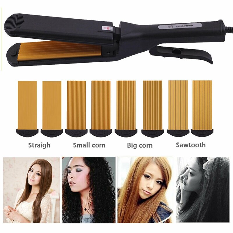 Us plug 220v 4 in 1 vervangbare keramische haarkrullend haar stijltang stijltang gekruld haar stijltang