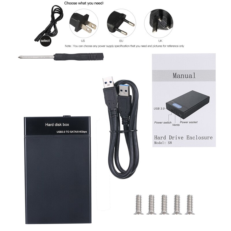 USB 3.0 To Sata Adapter With Power Supply EU US UK For 2.5 3.5 Inch SSD HDD Hard Drive Disk Enclosure Universal SATA Cable Box