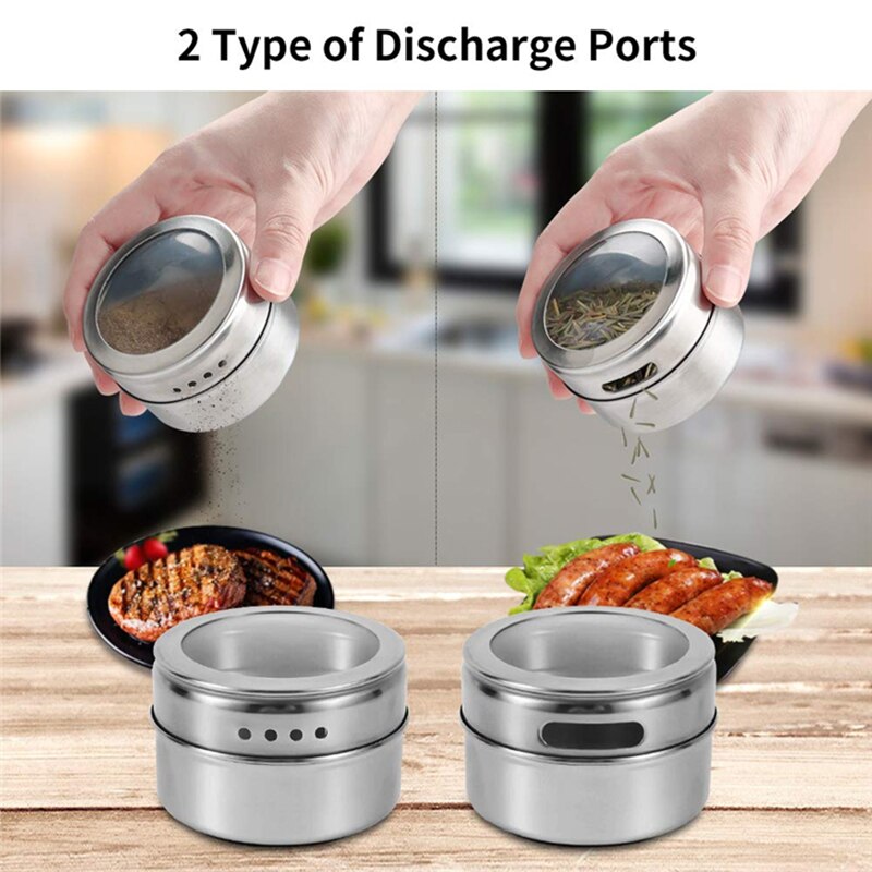 Magnetic Spice Jars Stainless Steel Box Magnetic Spice Tins Magnetic on Refrigerator Kitchen Seasoning Jar Containers