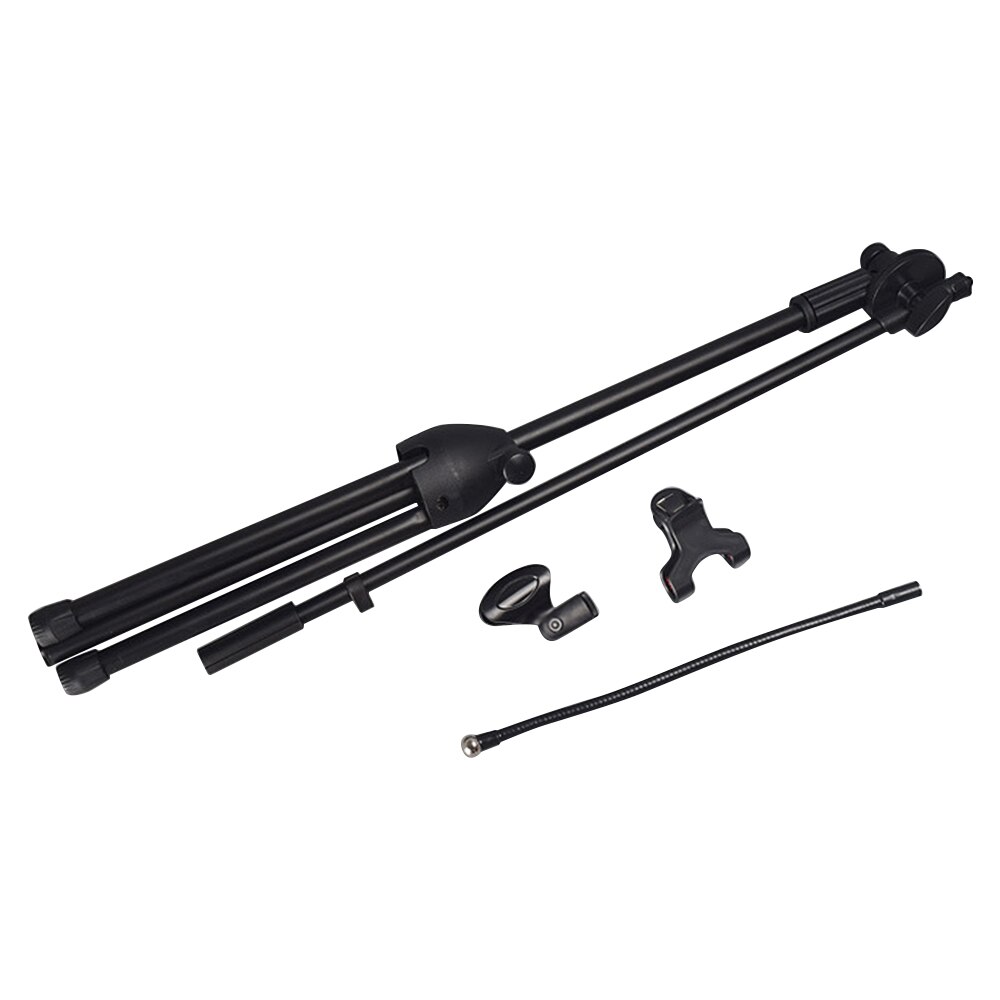 Soporte de micrófono soporte de pie trípode para micrófono soporte de altura ajustable con doble pinzas para micrófono soporte de teléfono para escenario de voz en vivo