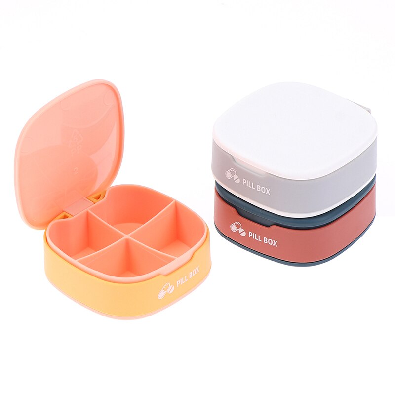1Pcs Pill Case Four Compartment Box Organizer Medicine Tablet Dispenser Splitters