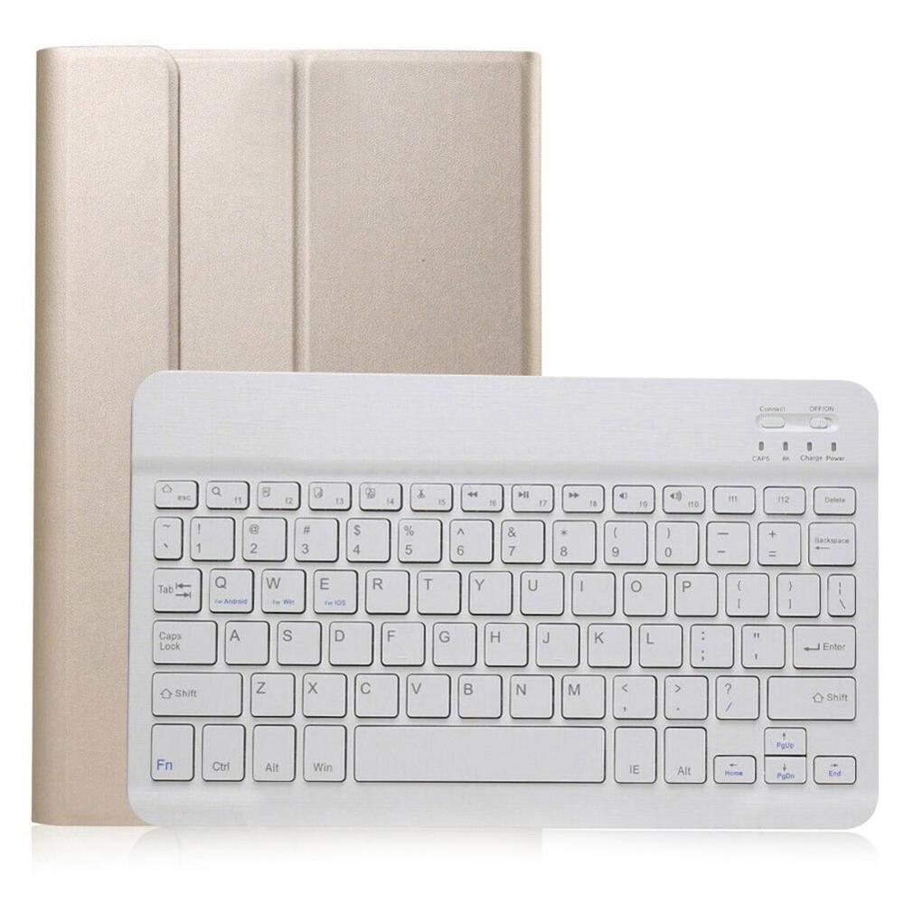 Bluetooth Wireless Keyboard for Samsung Galaxy Tab A 10.5 T590 T595 Stand Flip Tablet Case Cover English Russian Keyboard: English Gold